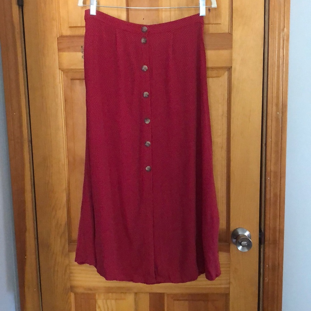 MANGO red polka dot midi skirt